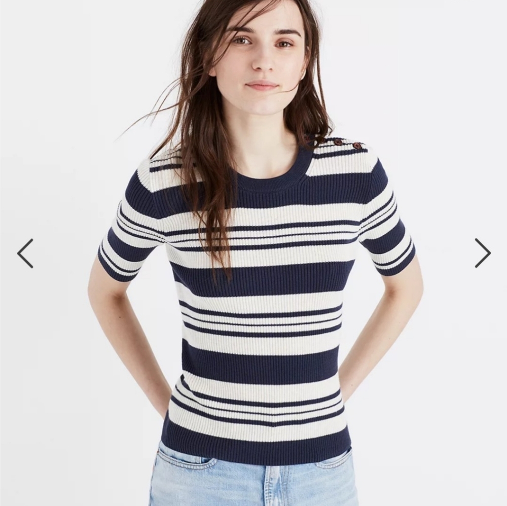 NWT Madewell Ribbed Sweater Top in Stripe. Size small.